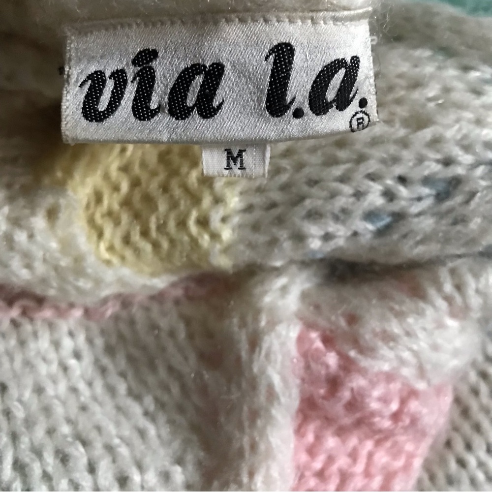 VIVA L.A. 90s Era Knitted Geometric Pastels Pull Over Grandmacore  Sweater - Picture 6 of 7